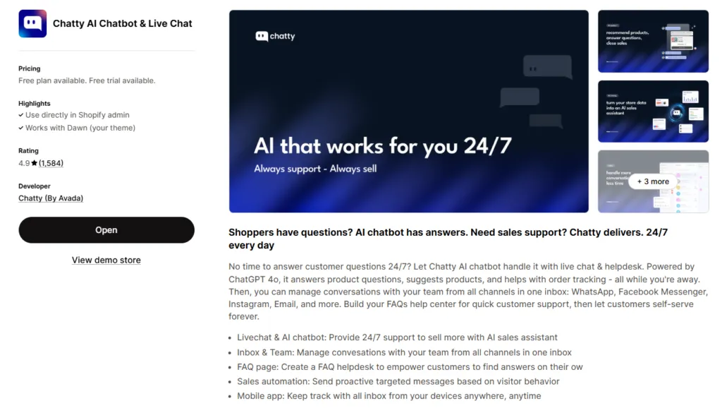 Chatty AI Chatbot & Live Chat